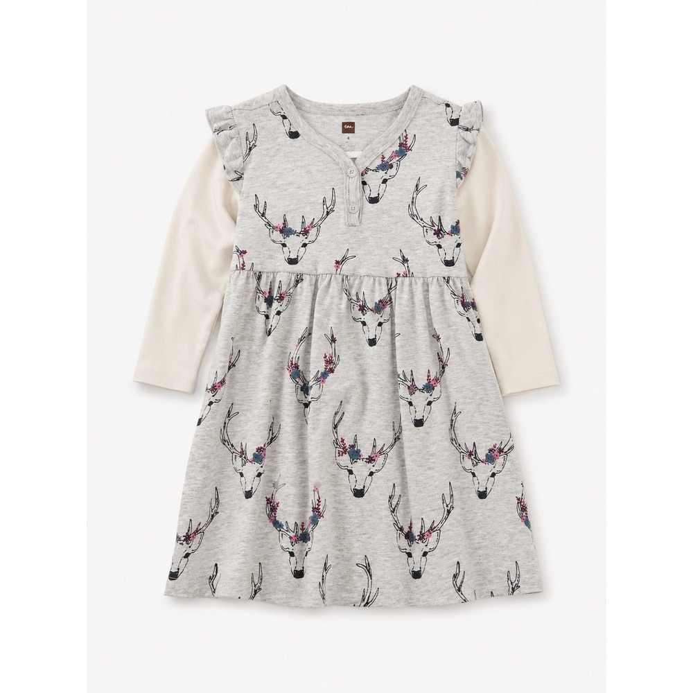 Tea Collection Deer Ruffle Dress Size 4